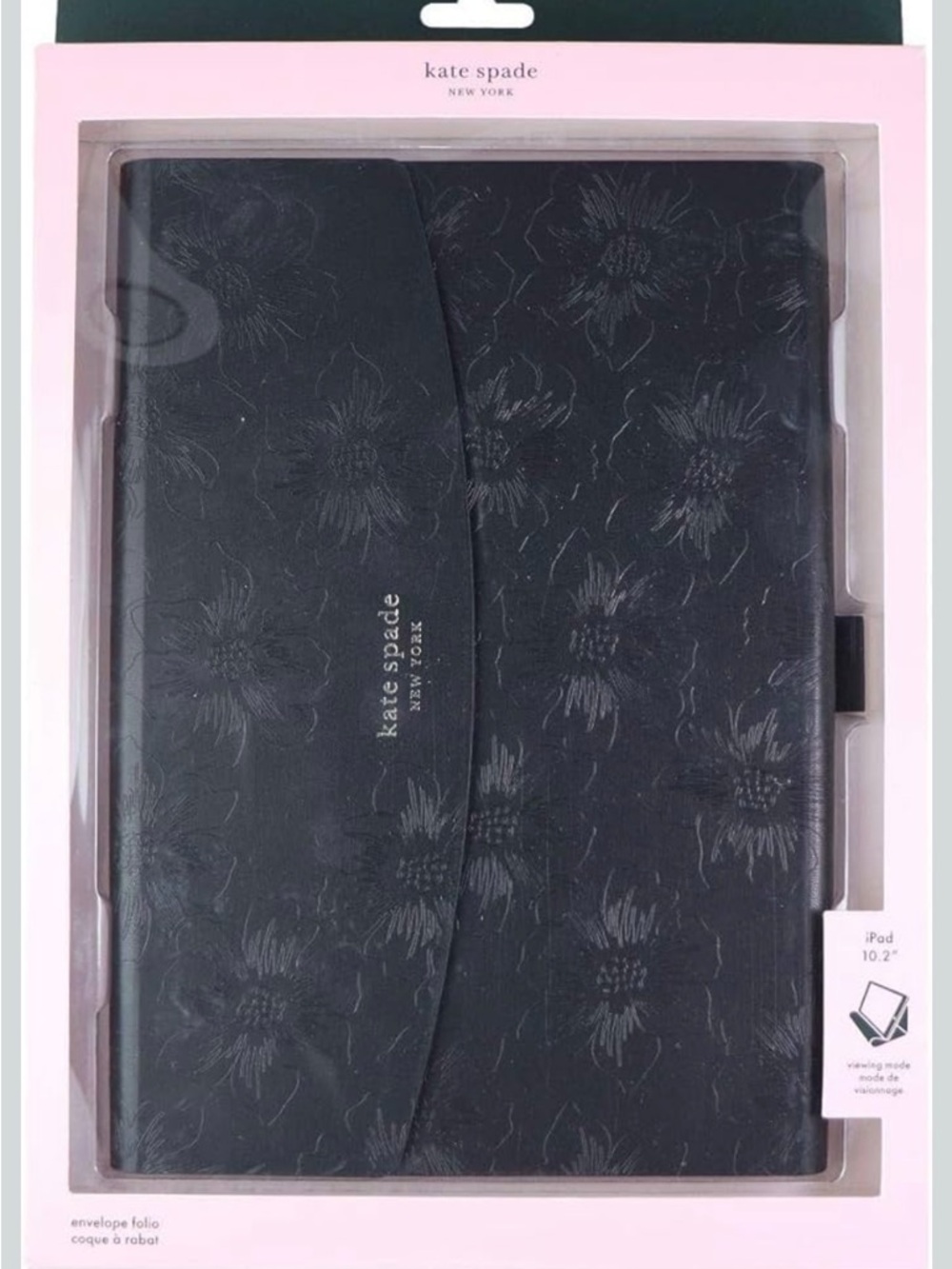 kate spade Black Floral Embossed Envelope Folio IPAD 10.2 Case